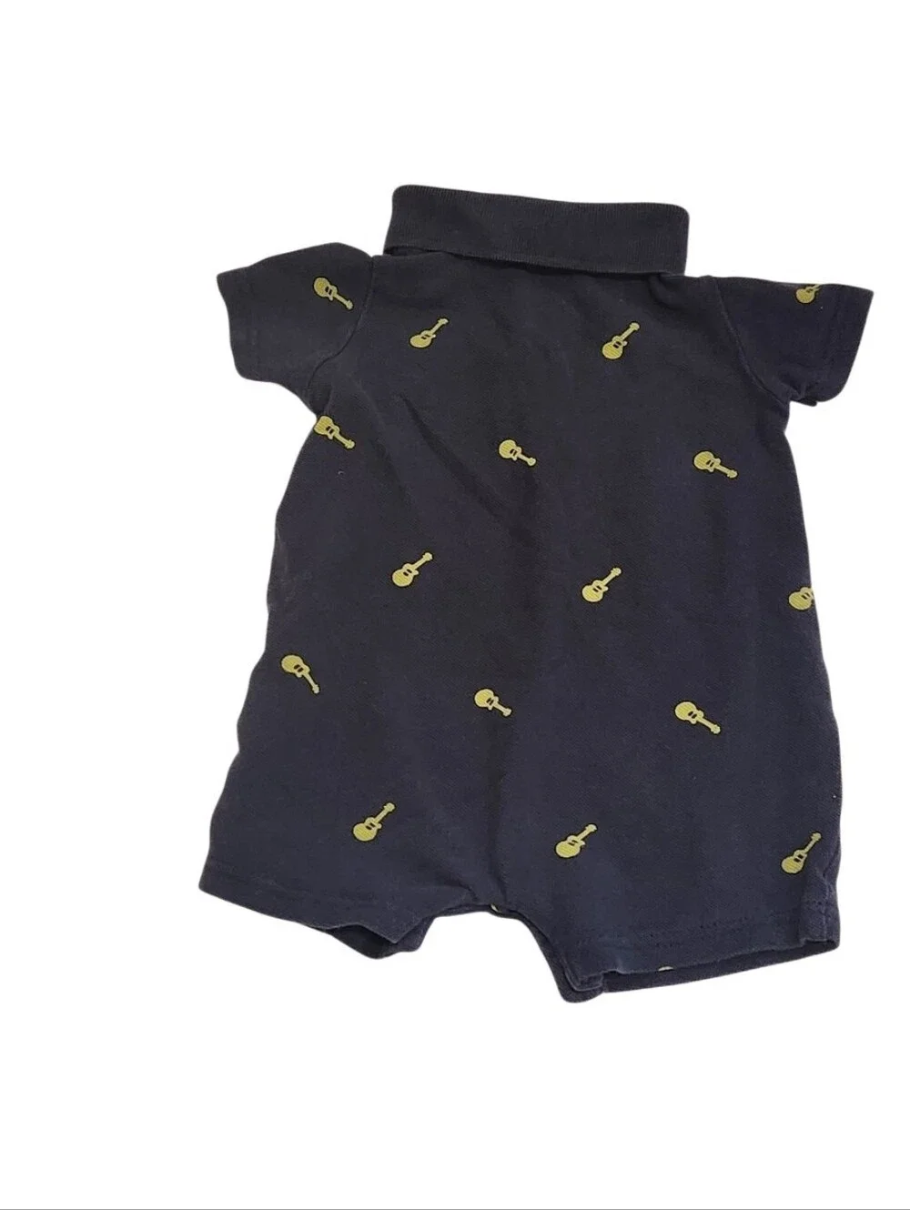 6 Month Carter’s Baby Boy Navy Guitar Print Polo Romper One Piece